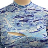 Sexy Cut Out Tie Dye Mini Dress with Full Sleeves