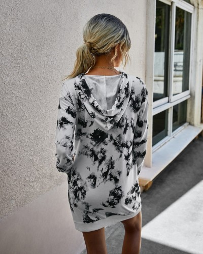 Autumn Tie Dye Fashion Hoody Dress
