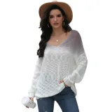 Autumn Gradient V-Neck Loose Knit Top