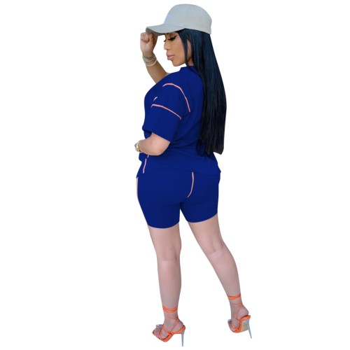 Summer Casual Two Piece Shorts Set with Face Cover
