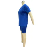 Summer Casual Two Piece Plain Shorts Set