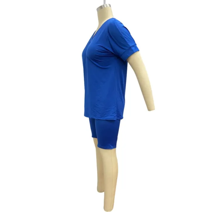Summer Casual Two Piece Plain Shorts Set