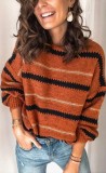 O Neck Striped Loose Pullover Sweater