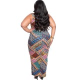 Plus Size Colorful Long Tank Fitted Dress