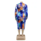 Plus Size Tie Dye Midi Dress with Full Sleeves