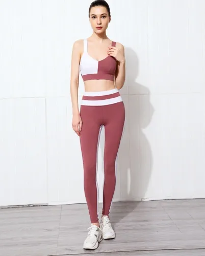 Sports Yoga Contrast Bra and High Waist Legging Set