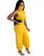 Casual Solid Color Sleeveless Loose Jumpsuit with Face Cover