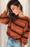 O Neck Striped Loose Pullover Sweater