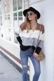 Fall Button Up Contrast Knitted Coat