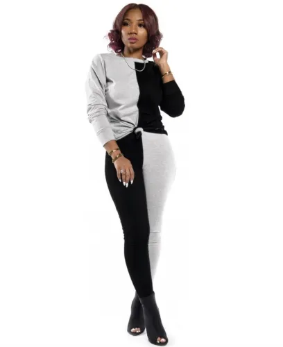 Autumn Contrast Two Piece Matching Pants Set