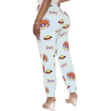 Casual Cartoon Print Drawstrings Track Pants