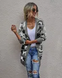 Autumn Leopard Long Pocket Sweater Coat