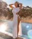 Sexy White Cut Out Slit Long Cover Ups