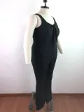 Plus Size Plain Knot Tanks and Pants Set