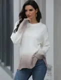 Fall Regular O Neck Gradient Knitted Top