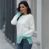 Fall Regular O Neck Gradient Knitted Top