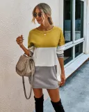 Autumn Contrast Knit Mini Dress