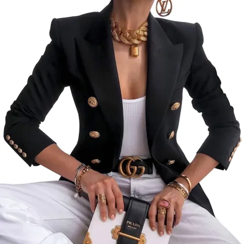 Western Autumn Solid Color Office Blazer