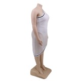 Plus Size Two Piece One Shoulder Mesh Club Dress