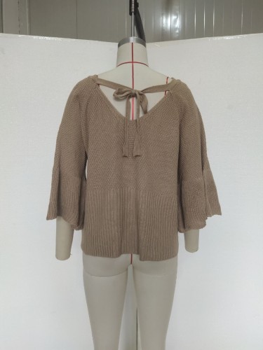 Autumn Bat Sleeving Pullover Sweater