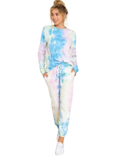 Autumn Tie Dye Matching Top and Pants Lounge Wear