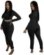 Autumn Sexy Matching Crop Top and Stacked Pants Set