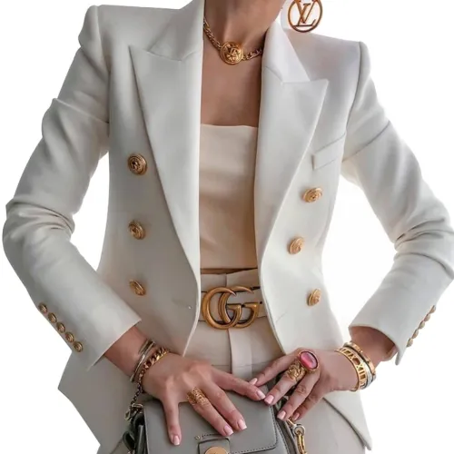 Western Autumn Solid Color Office Blazer