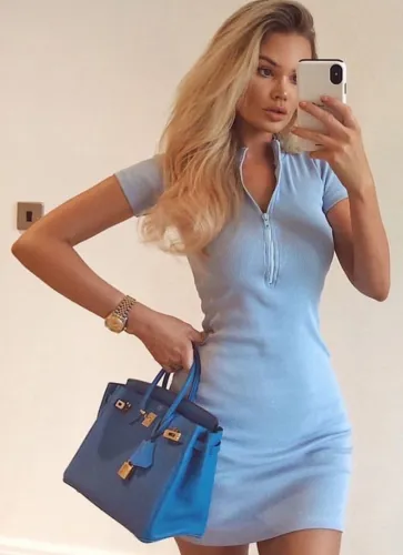 Casual Knitted Short Sleeve Zipper Mini Dress