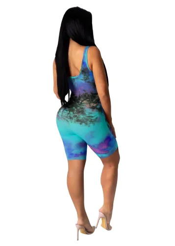 Sexy Tie Dye Sleeveless Bodycon Rompers