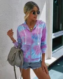 Autumn Tie Dye Zipped Hoody Sweat Shirt