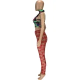 Casual African Plaid Zipper Trousers
