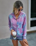 Autumn Tie Dye Zipped Hoody Sweat Shirt