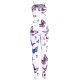 Sexy Butterfly Strap Crop Top and Legging Set