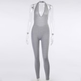 Sports Fitness Backless Halter Jumpsuit