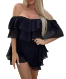 Summer Off Shoulder Short Layer Mesh Dress