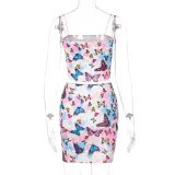 Sexy Two Piece Butterfly Mini Skirt Set