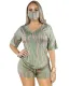 Summer Tie Dye Two Piece Shorts Set with Face Cover