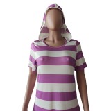 Summer Wide Stripes Hoody Long Dress