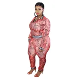 Plus Size Matching Leopard Tracksuit