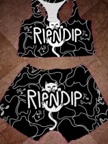 Summer Cute Print Two Piece Biker Shorts Set
