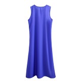 Flower Print Sleeveless Long Boho Dress