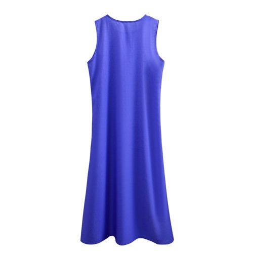 Flower Print Sleeveless Long Boho Dress