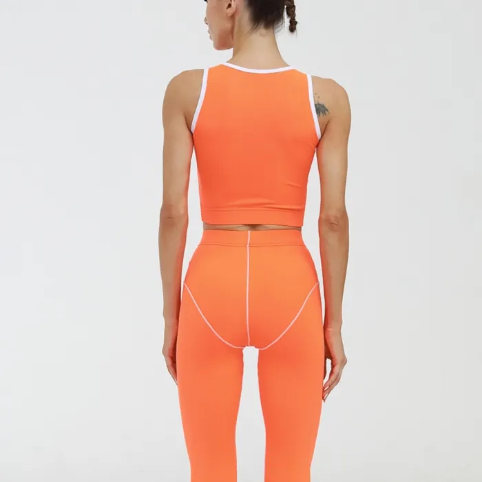 Sports Yoga Sleeveless Crop Top and High Waist Legging Set