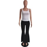 Summer White Tank Top and Flare Trousers Set