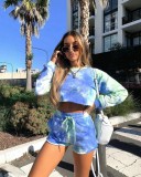 Fall Tie Dye Two Piece Shorts Lounge Set