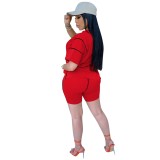 Summer Casual Two Piece Shorts Set with Face Cover