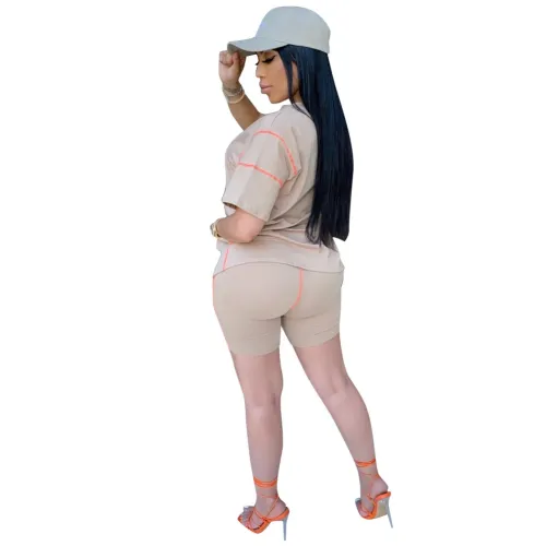 Summer Casual Two Piece Shorts Set with Face Cover