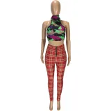Casual African Plaid Zipper Trousers