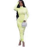Tie Dye Sexy Long Curvy Dress with Full Sleeves