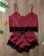 Summer Two Piece Satin Shorts Pajama Set with Lace Trims